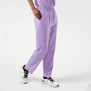 Zenir | Women's Straight Split Hem Scrub Pants - Lavender