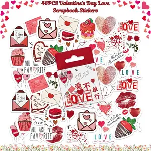 46PCS Valentine’s Day Love Scrapbook Stickers, Heart & Couple Stickers for Planners, Journals, Laptops & Wedding Scrapbooking Supplies