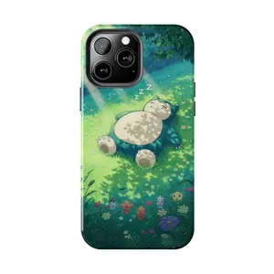 Snorlax Sleeping Forest Anime Case for iPhone 17-7 Pro Max Plus & Samsung Galaxy S25-S21 Ultra Plus - Cute Pokémon Meadow Aesthetic Phone Cover unisex