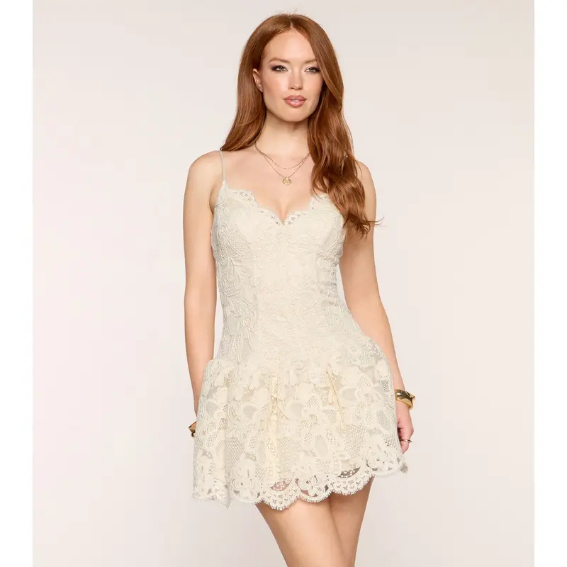 white lace skater dress White Lace Dress - Lace Skater Dress - White Lace HoCo Dress