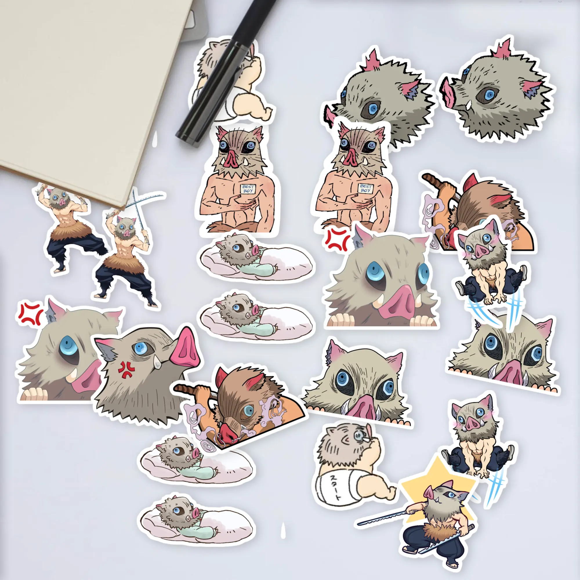 Stickers Pack 20 Pcs Demon Bumper Slayer Aesthetic Laptop Inosuke Luggage Vinyl Waterproof Bike Colorful Car Water Guitar Skateboard Bottle