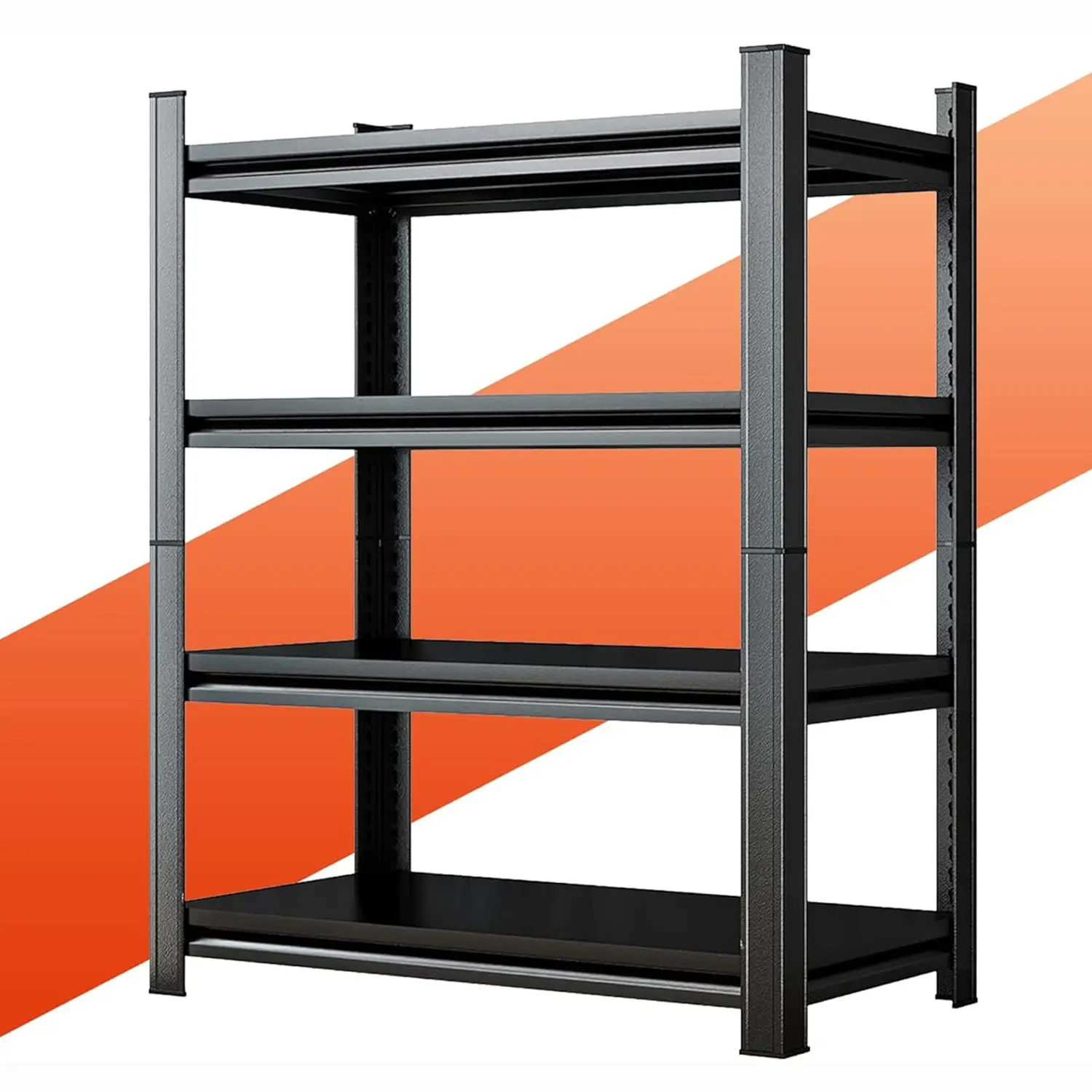 4-Tier Adjustable Metal Storage Rack, Cold-Rolled Steel Shelving Unit, Height-Adjustable, Easy Screw-Free Assembly, Suitable for Kitchens, Pantries, and Basements.