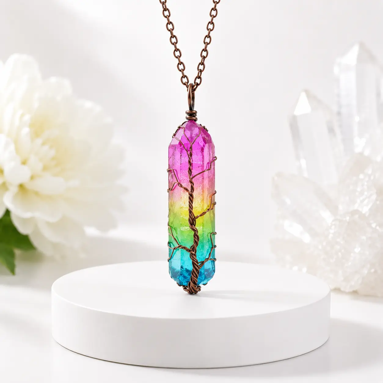 Tree of Life Crystal Pendant Necklace