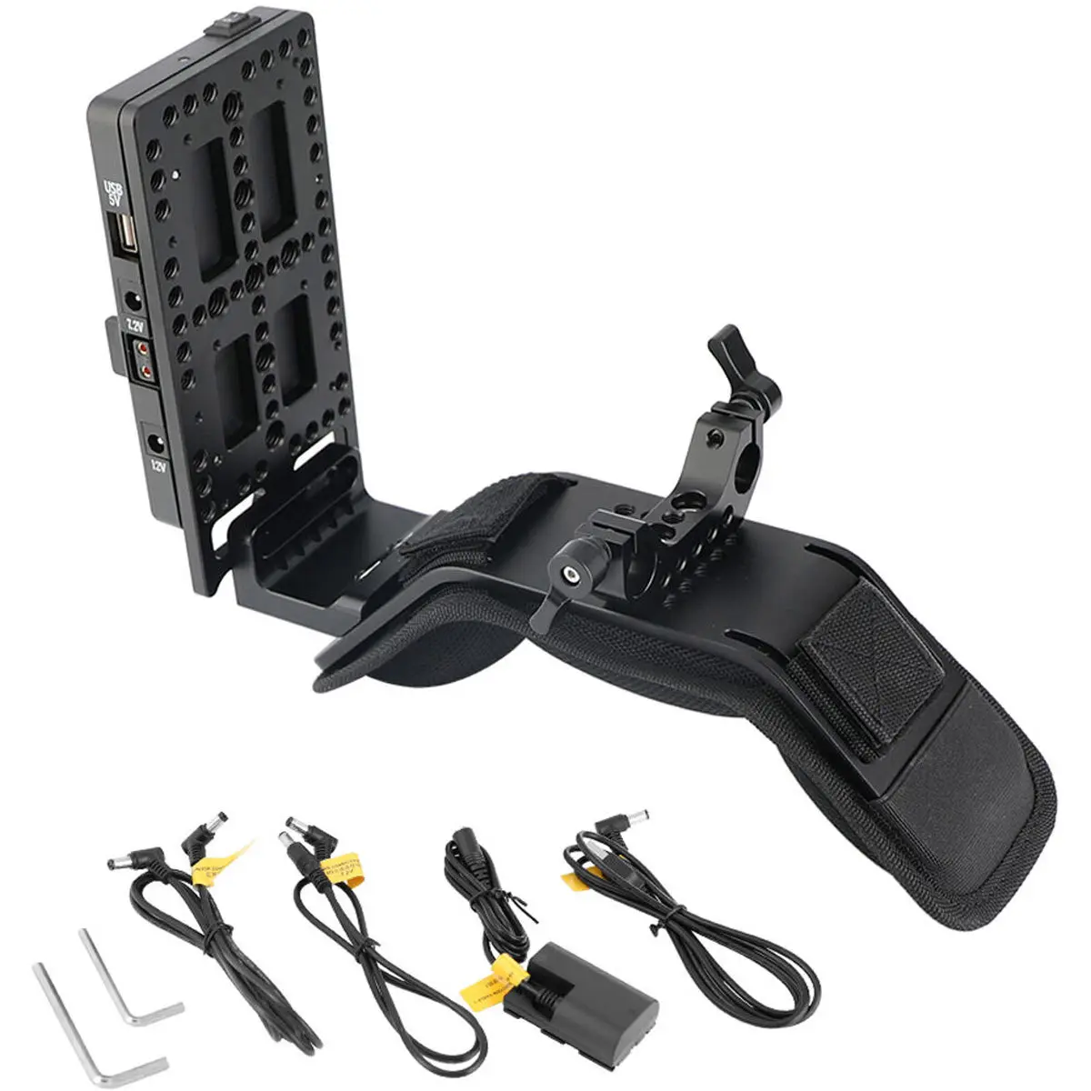CAMVATE Shoulder Mount with V-Lock Power Splitter and 15mm Dual-Rod Clamp