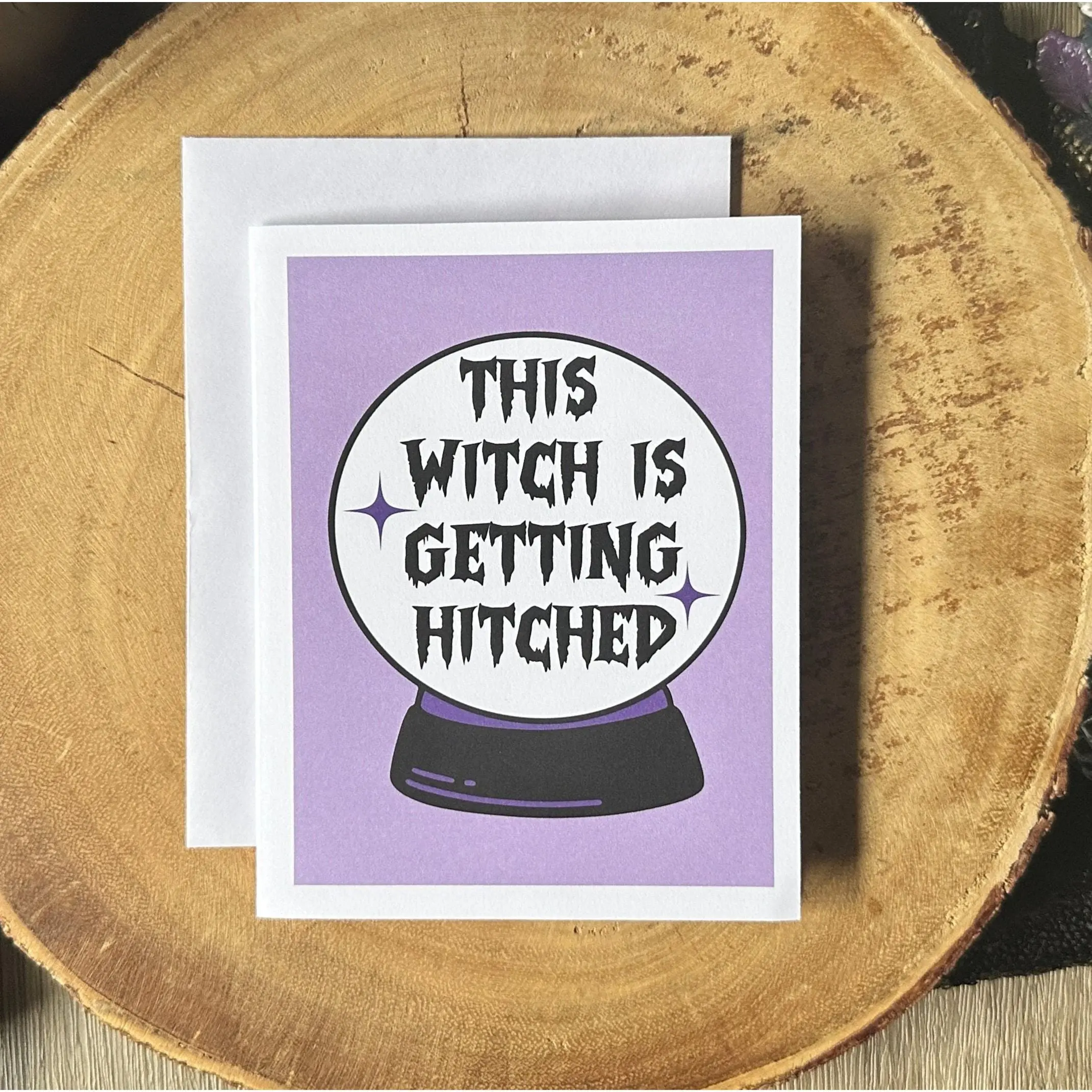 Witch Getting Hitched Engagement Card