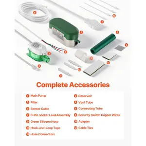 VEVOR Condensate Pump, 1/245 HP, 9.6 GPH, 33 ft Lift, 100-230V Automatic AC Condensation Removal Pump with Safety Switch, Quiet, for Air Conditioner, Dehumidifier, HVAC, Furnace, Ice Maker Water Drain