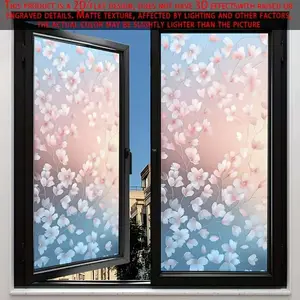 2D Flat Window Film, Cherry Blossom Glass Sticker 45x100 Cm, Gradual Soft Design, Privacy Enhancer for Bedroom and Living Room Decor