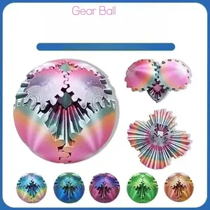 3D Printed Gear Ball, Creative Stress Relief Toy, Eco-Friendly Material, Vibrant Colors, Desk Decor, Unique Gift Idea