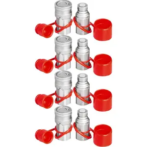 VEVOR Hydraulic Coupler 1/2 Body with 1/2 NPT Thread 27.6 MPa Hydraulic Quick Connect 4 Pairs Hydraulic Coupling Quick Connect 45.5 L/min Hydraulic Quick Coupler