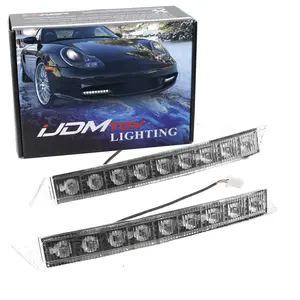 iJDMTOY 9-LED Euro Xenon White LED Daytime Running Light Kit, For 2005-2008 Audi A6, Also Universal Fit Many Other Cars