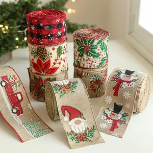 Linen Christmas Ribbon Christmas Tree Rattan Garland Decorative Ribbon