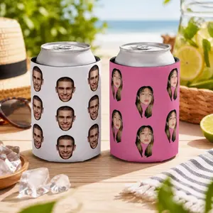 Custom Face Can Cooler Personalized Photo Koozie Funny Drink Holder Gift Photo Beer Sleeve Birthday Party Can Insulator