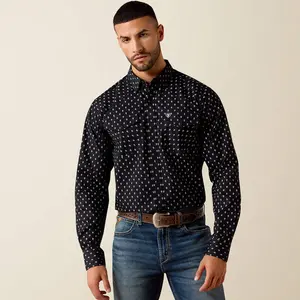 Ariat Mens  Truth Fitted Snap Shirt - Black Paisley Print