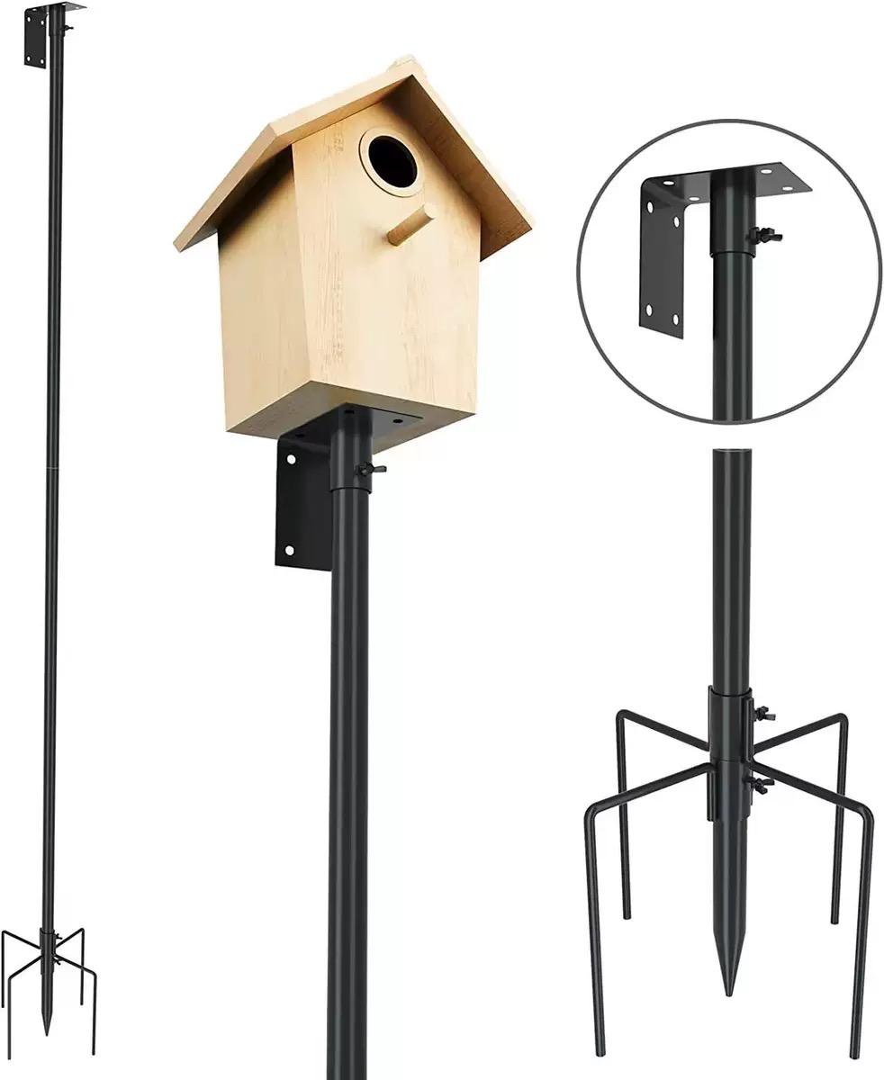 Outdoor 2-Piece Set: 80-Inch Adjustable Bird Feeder Stands — Self-Decorating; Suitable for Feeders, Birdhouses, and Weather Stations. Heavy-Duty, Rust-Resistant Design to Enhance Your Outdoor Landscape and Elevate Your Birdwatching Experience.