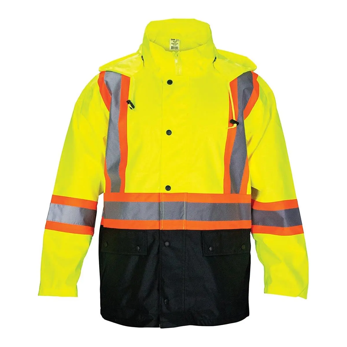 212 MAIN Class 2 High Visibility Reflective Yellow Rain Jacket with 2-Tone Trim, Extra Large, Two-Tone Trim
