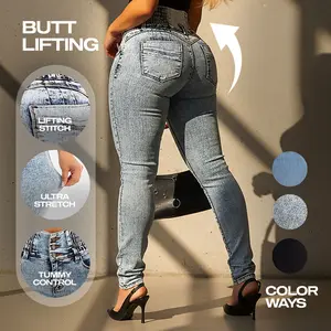 Moda Xpress MX JEANS Push Up Acid Wash Skinny Jeans – High Waist Spandex Waistband, Tummy Control, Stretchy Fit
