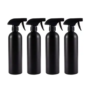 16 oz (Pack of 4) Black Plastic Spray Bottles, Heavy Duty Opaque Refillable Empty Anti-degradation Leak-proof Sprayers for Cleaning Solutions Home Garden Kitchen