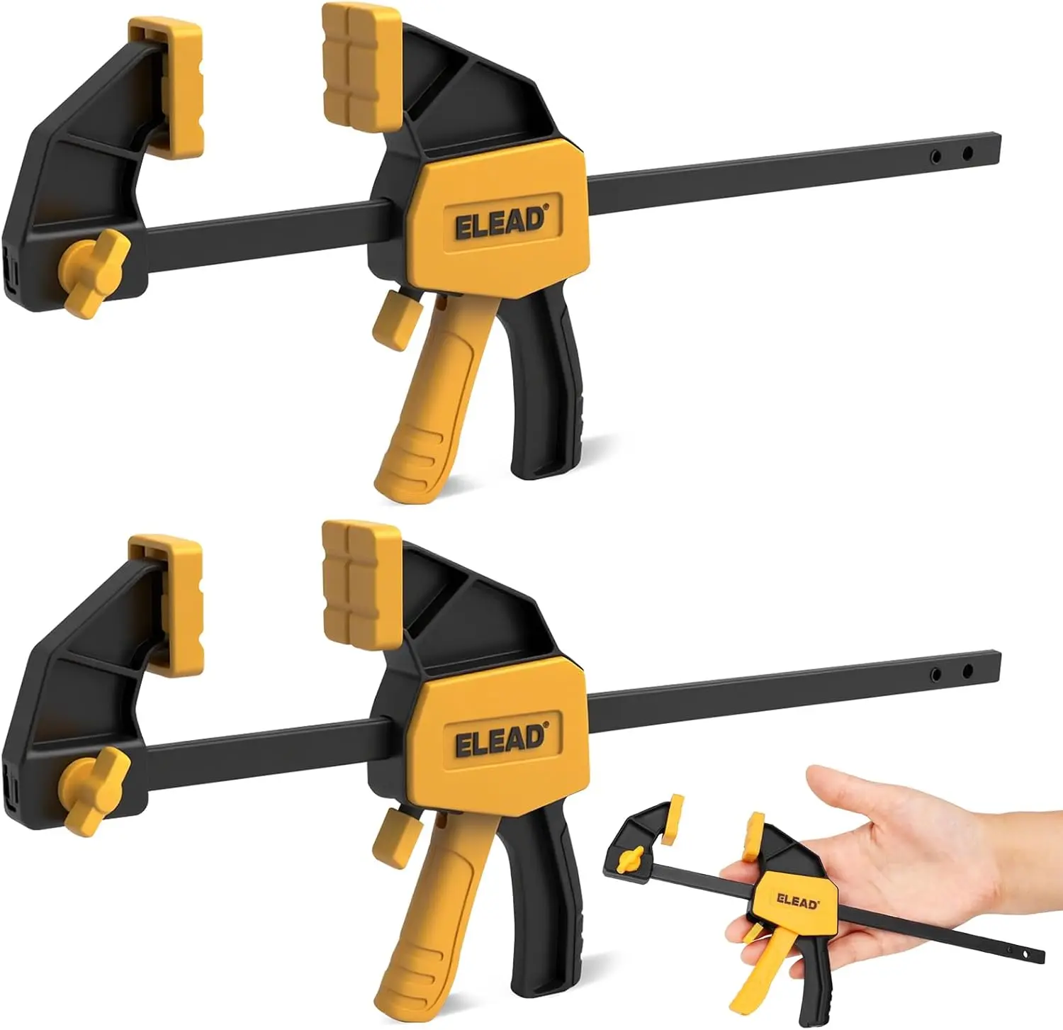 6-Inch Mini Bar Clamps, 2-Piece One-Handed F-Clamp and Spreader Set, 75 lb Load Limit