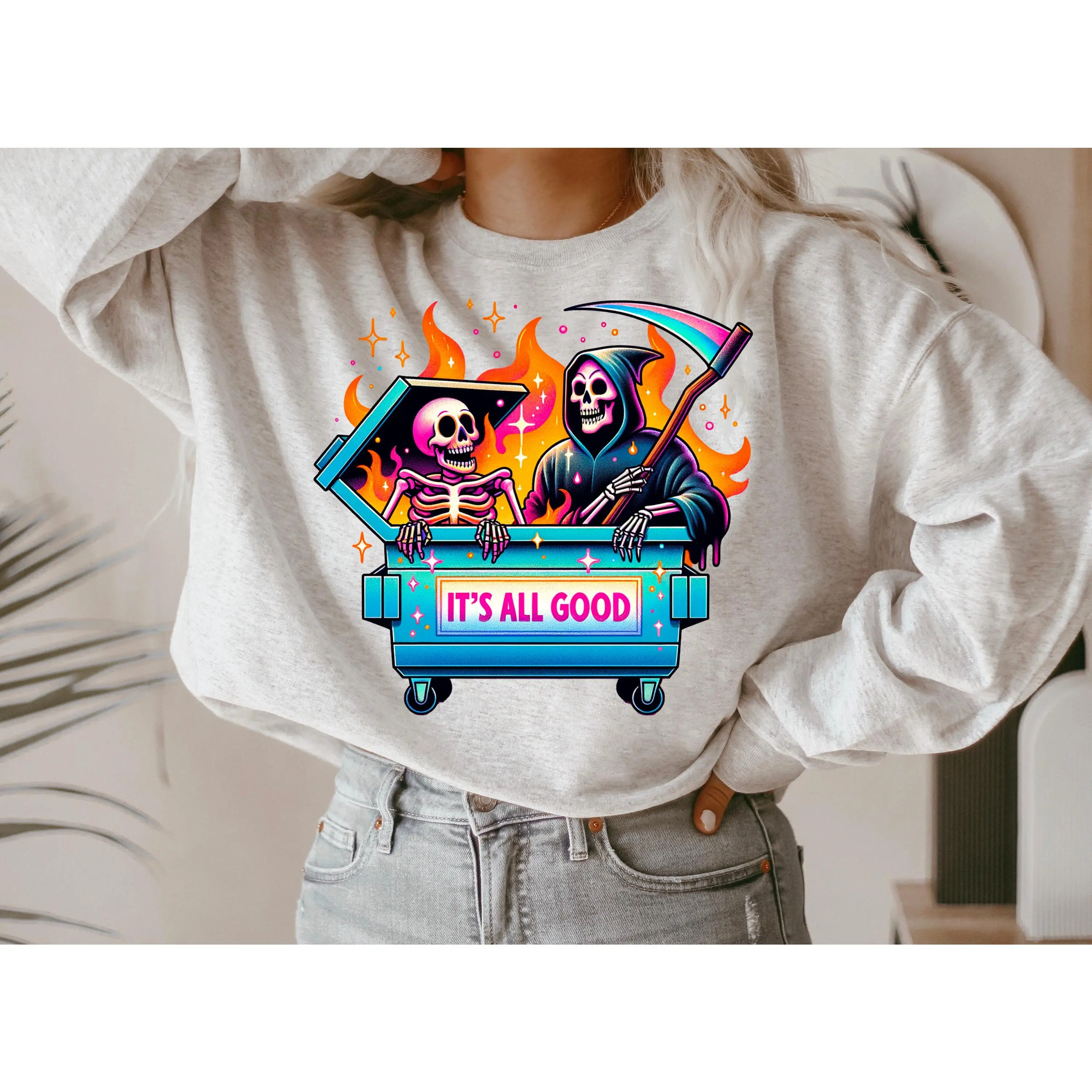 It's All Good PNG, Grim Reaper Png, Snarky Skeleton PNG, Sarcastic Png, Emotional Dumpster Fire, Sublimation Designs, Digital Download PNG