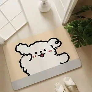 Super Absorbent and Quick-Drying Rounded Silica Mud Bath Mat - Non-Slip Soft Floor Mat for Bathrooms, Kitchens, and Indoor Spaces, Cute Cartoon Design | Durable Silica Mud Material (Customizable)