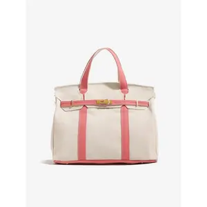 Canvas Platinum Bag for Women 2025 New High-End Niche Design Color-Block Handbag Large Capacity Stylish & Functional