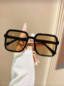 Square Large Frame Simple Fashion Glasses, Perfect for Street Photography, Beach Travel, Vacation, Party, Versatile Style