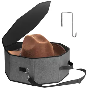 Hat Storage Box Stackable Wide Brim Hats Organizer Travel Case for Women Men Cowboy Hat Box with Door Hook Portable & Practical High-Density Cardboard Support