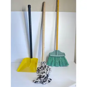 Kids' Broom Mop Dustpan Set - Perfect for Children & Grannies - Lightweight & Sturdy - 25-28 Inches Long - Includes 1 Broom 1 Mop 1 Dustpan