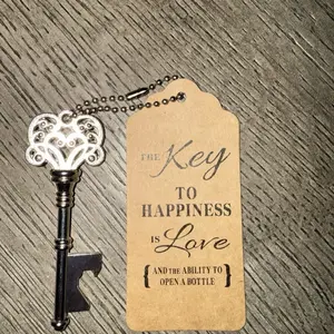 Wedding Shower Favor Key and Tag Bottle Opener Keychain for Engagement Favors with Unique Design