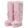 AOSPHIRAYLIAN Women's Plain Faux Fur Knee-High Snow Boots - Round Toe, Plush Lined, Ruched Detailing, Drawstring Fit, Cozy Wrap, Heat-Trapping, Non-Slip Rubber Sole, Casual Winter Walking Footwear, Romantic Style