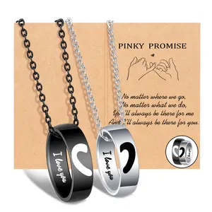 2Pcs Matching Necklace for Couples, Anniversary Engagement Wedding Valentine's Day Christmas Birthday Gifts