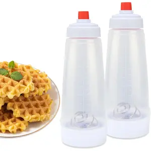 2 Pack Batter Mixer and Dispenser with BlenderBall Wire Whisk, 33 Oz Silicone Squeeze Pancake Batter Dispenser and Mixer With Markings, Kitchen Pancake Shaker Batter Dispenser for Cupcakes Muffins Crepes