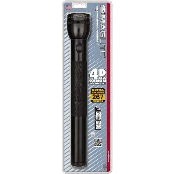MAGLITE Krypton Bulb Flashlight, 98 Lumens, Black Aluminum Body, Industrial-Tactical Design, 4 D Batteries Not Included (S4D016)