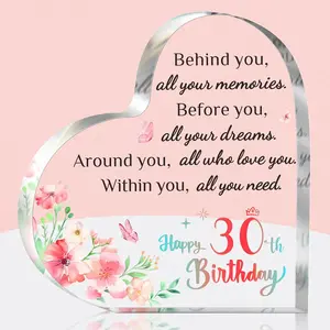 30th Birthday Gifts for Women, 30 Birthday Gift for Her, Happy 30th Birthday Gift Idea for 30 Year Old Women, Acrylic Keepsake 30 Birthday Decoration, Acrylic heart plaque Keepsake Birthday Decorations
