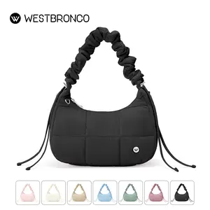 [limited stock]WESTBRONCO Small Puffer drawstring shoulder purse 2026 spring trendy new in chic Quilted Crescent FASHION Crossbody Bag Adjustable Strap for Women purse dating purse gift fot her,
