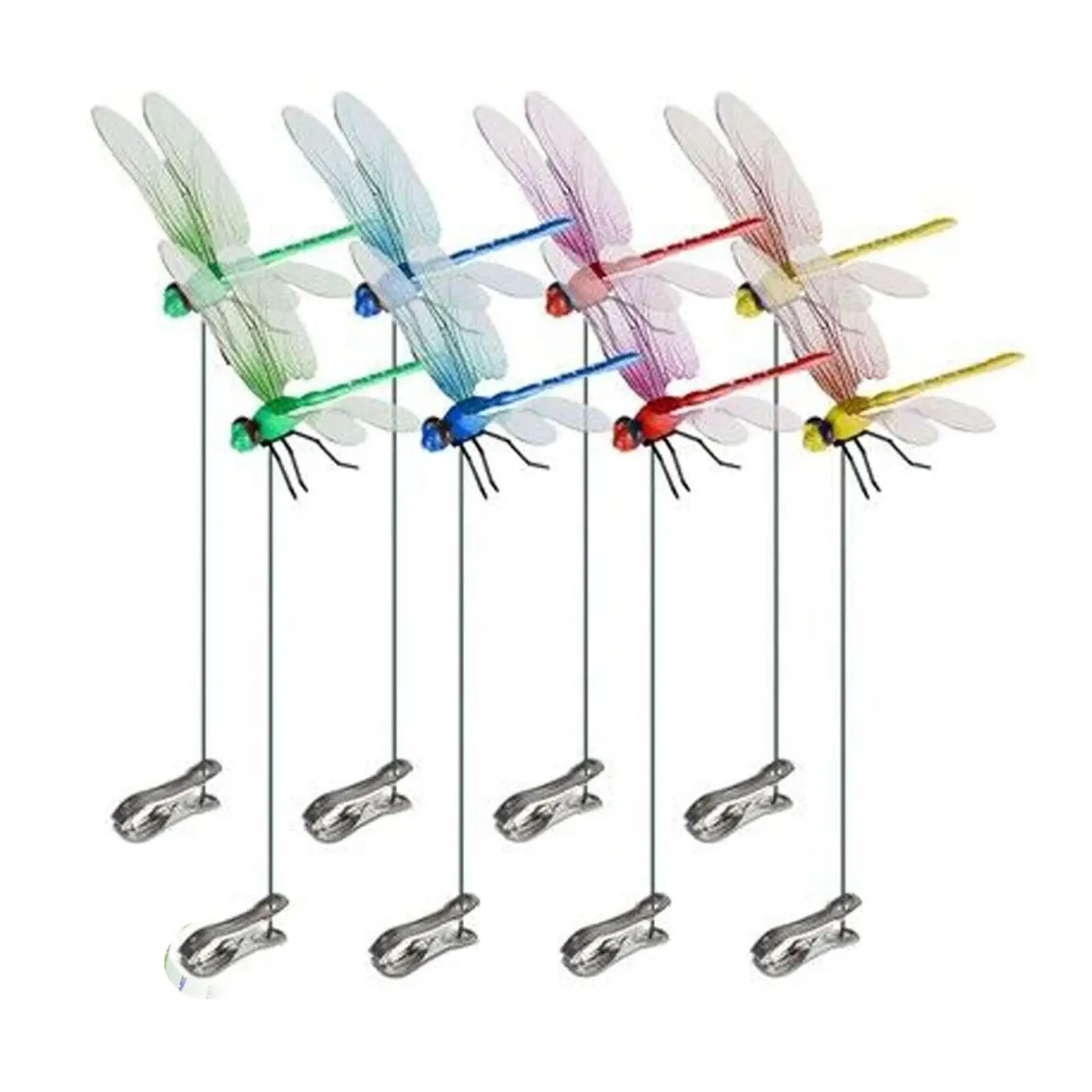 Indoor & Outdoor Fake Dragonfly Rod Clip, Dragonfly Clip Bug Repellent, 3D Artificial Dragonfly Hat Clips, Simulated Patio Decor Gardening, Multicolor