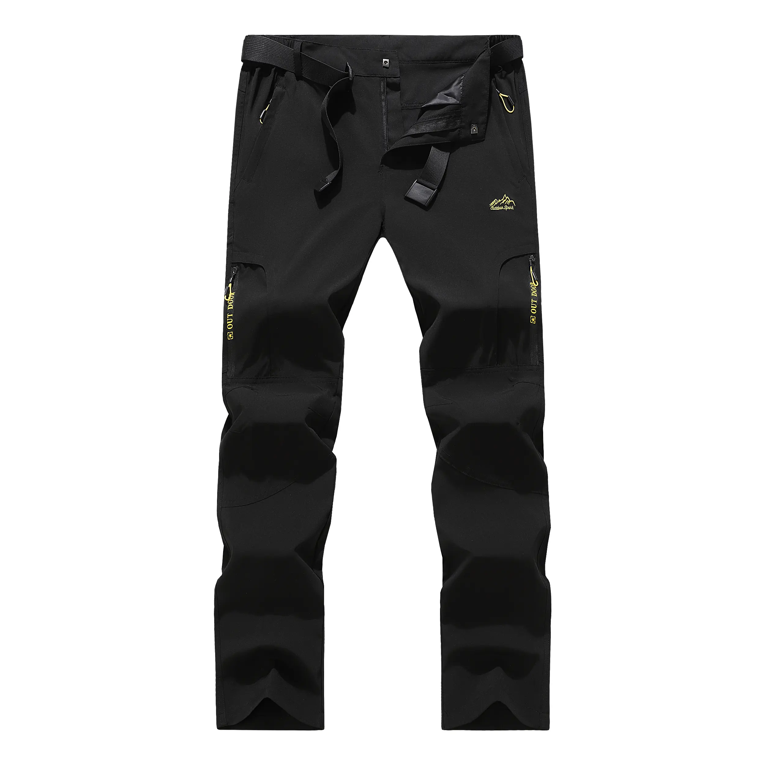 Men's Outdoor Windproof Thermal Hiking Pants - Adjustable Waistband, Multi-Zipper Pockets, Non-Stretch Fabric, Machine Washable Work Trousers for Hiking, Construction, Body-Fitting Men's Pants, Machine-Washable Men's Pants