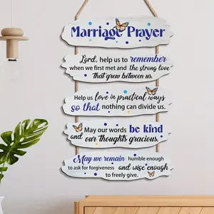 1pc decorative sign and plaque, marriage prayer wooden plaque with motivational quotes, lord's guidance wooden hanging plaque, home decor, wall decor, outdoor decor, Halloween, Thanksgiving, Christmas holiday decoration, birthday gift.