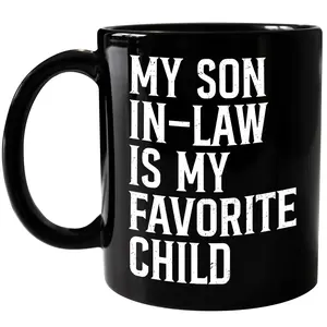 Retro My Son In Law Is My Favorite Child Mug, Family Mugs, Funny Son In Law Cup, Mother In Law Gift for Her, Sarcastic Ceramic Coffee 11Oz 15Oz Mug
