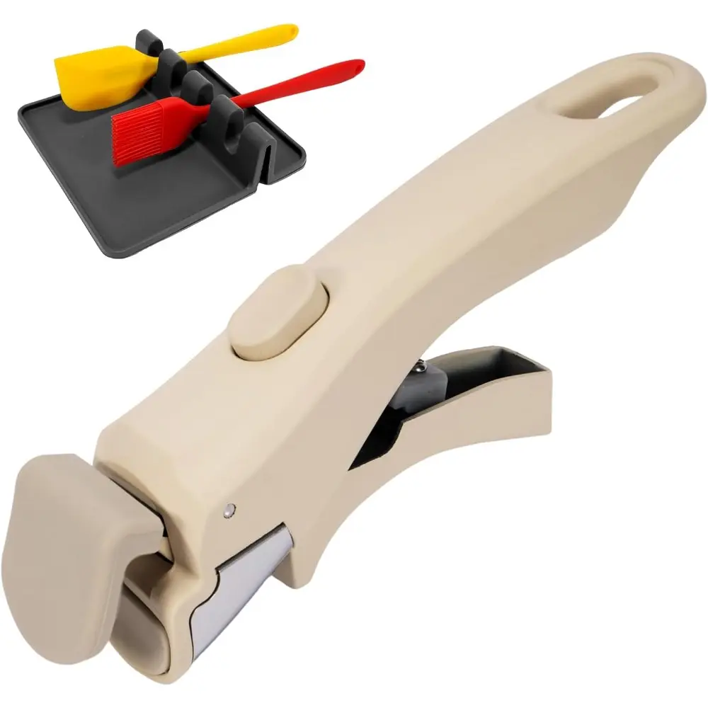 Removable Pot Handle Cream Beige, Universal Pan Handle, Replacement Handle For Pots,Pans, Fits All Cookware, Includes Spatula Rest & Drip Pad, Durable & Heat-Resistant