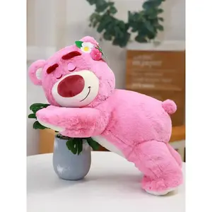 Strawberry Lucky Bear - A cute pink plush toy that can be used as a sleep pillow and TV pillow - a versatile and adorable companion for Easter. Stuffed Animal Gift Soft Stuffed Doll