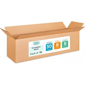Long Shipping & Moving Boxes 30x8x8 inches (10-Pack) - Extra Strength 200 lb vs Regular - Corrugated Cardboard Boxes for Delivery - Durable Box for Shipping - Packing Box by IDL Packaging
