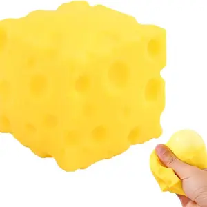 Cheese Squeeze Toy, Soft and Calming Texture for Relaxation, Stress Relief Aid for Adults, Sensory Squeeze Cube, Novelty Squishy