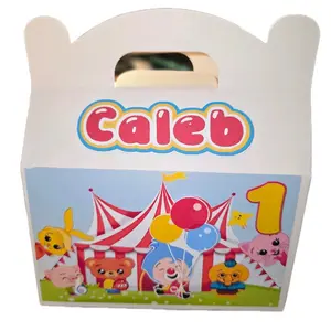 Custom Goodie Boxes with Child's Name Caleb and Age 1 - Circus Theme Design for Special Occasions 24pc