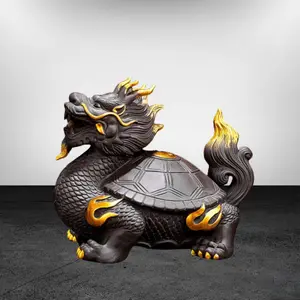 Purple Clay Golden Toad Pixiu Dragon Turtle Tea Pet Ornament, suitable for tea tables, fish tanks, and tea set accessories