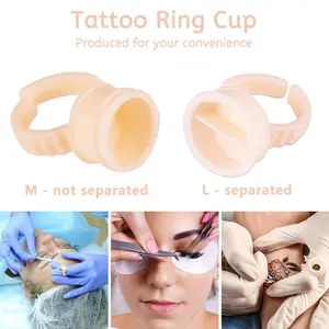 100 Pcs Disposable Permanent Makeup Cup Rings，tattoo ink ring cups, Soft Silicone Material, Ideal for Tattoos, Eyebrows, Lip Gel Mixing, Nail Art