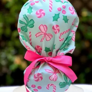 Christmas bow scrub cap