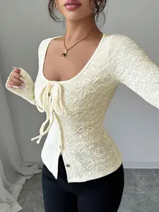 Women's Long Sleeve Top Blouse, Spring & Fall Fashion, Versatile Inner Layer, New Arrival, Stylish and Comfortable Valentine