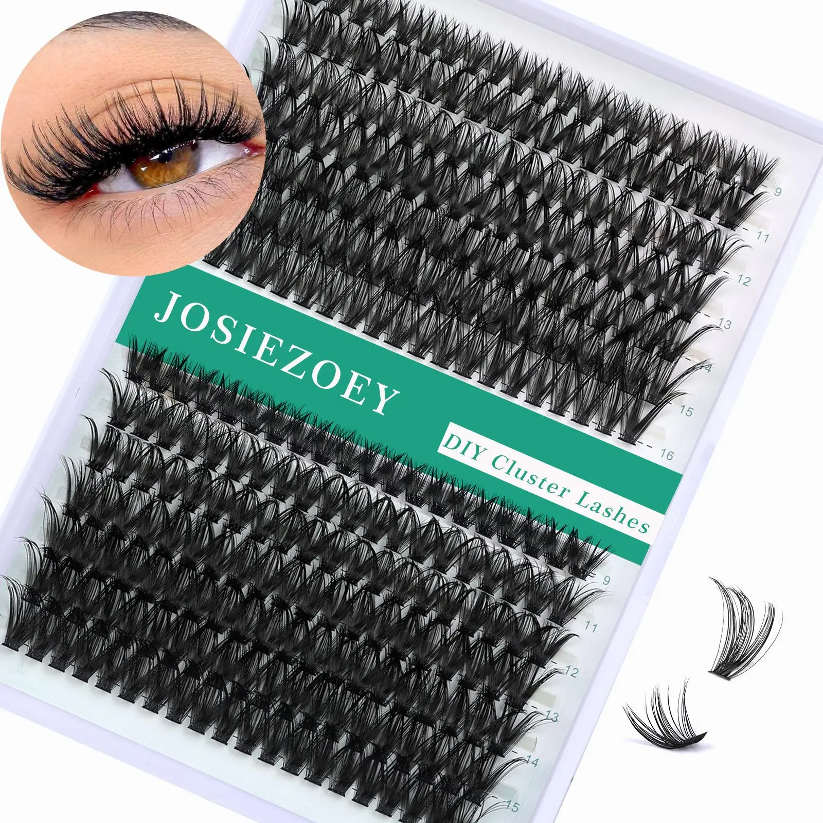 JOSIEZOEY Cosmetic Cluster Eyelash Extensions, 40D+50D 0.07D Thin Band Lightweight Waterproof Individual Lashes, 280pcs 9-16mm Natural DIY Salon-Quality Eyelashes for Home Application