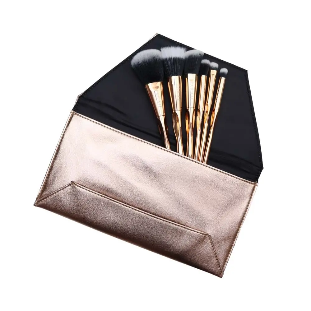 The Luxurious Gold Collection Brushes - 6 brushes - makeup clutch